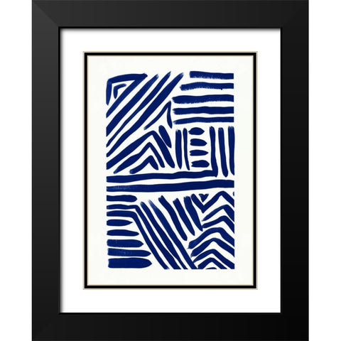 Indigo Lines Black Modern Wood Framed Art Print with Double Matting by Taylor, Evangeline