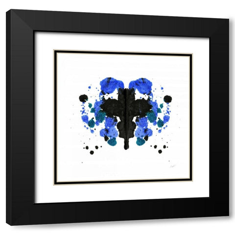 Ink Blot Indigo 1 Black Modern Wood Framed Art Print with Double Matting by Taylor, Evangeline