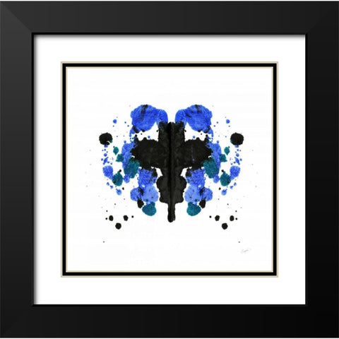 Ink Blot Indigo 1 Black Modern Wood Framed Art Print with Double Matting by Taylor, Evangeline