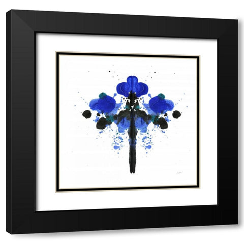 Ink Blot Indigo 2 Black Modern Wood Framed Art Print with Double Matting by Taylor, Evangeline