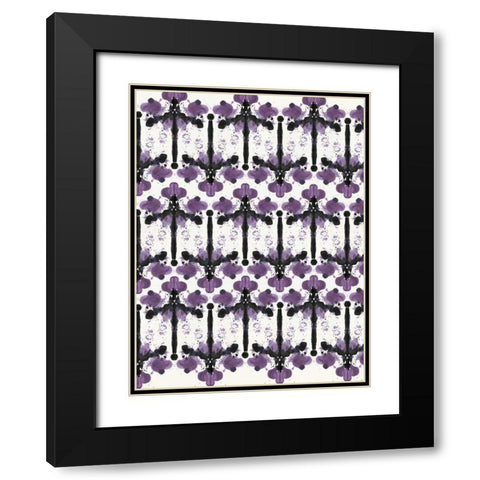 Ink Blot Design Black Modern Wood Framed Art Print with Double Matting by Taylor, Evangeline