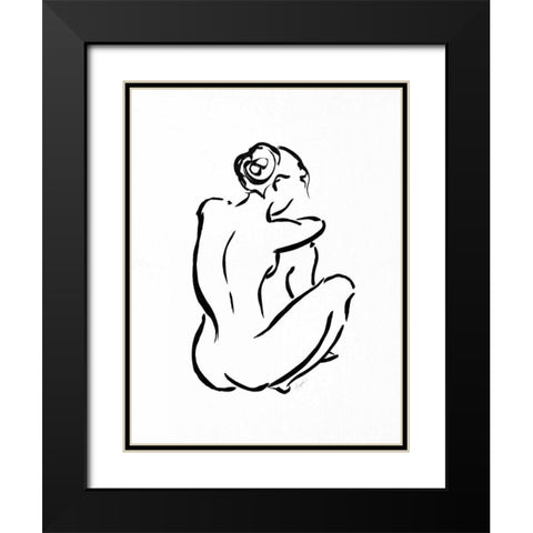 Gestural Figure Study Back Black Modern Wood Framed Art Print with Double Matting by Taylor, Evangeline