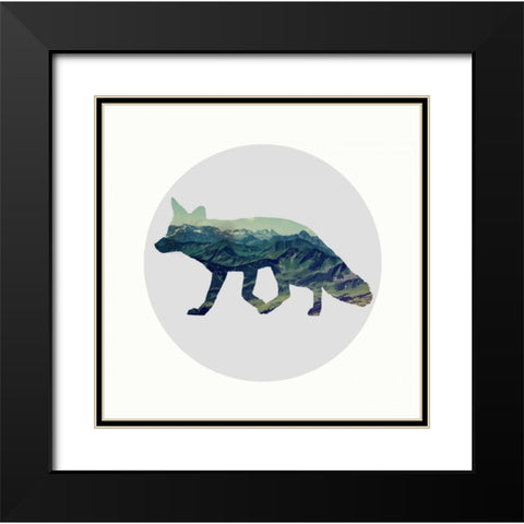 Spirit Fox Black Modern Wood Framed Art Print with Double Matting by Taylor, Evangeline