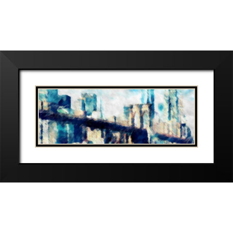City Blue Impression Black Modern Wood Framed Art Print with Double Matting by Taylor, Evangeline