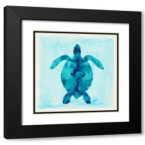 Tropical Sea Turtle Black Modern Wood Framed Art Print with Double Matting by Taylor, Evangeline