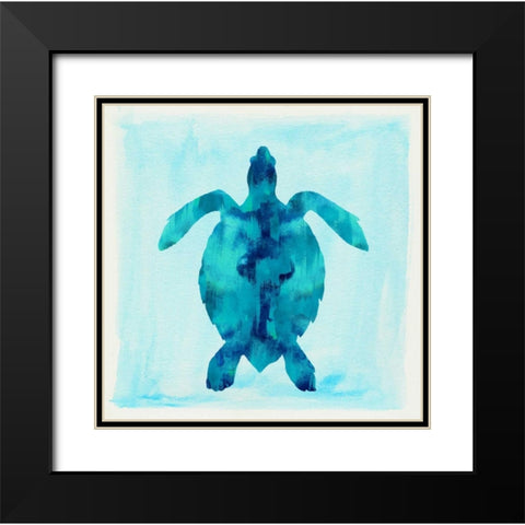 Tropical Sea Turtle Black Modern Wood Framed Art Print with Double Matting by Taylor, Evangeline