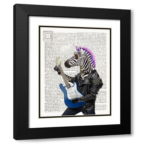 Rockn Zebra Black Modern Wood Framed Art Print with Double Matting by Taylor, Evangeline