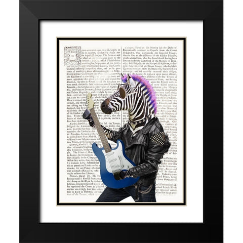 Rockn Zebra Black Modern Wood Framed Art Print with Double Matting by Taylor, Evangeline