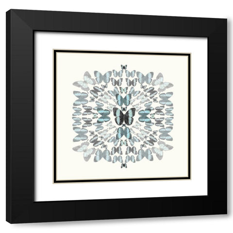 Butterfly Kaleidoscope Black Modern Wood Framed Art Print with Double Matting by Taylor, Evangeline