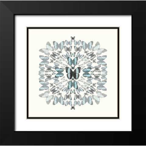 Butterfly Kaleidoscope Black Modern Wood Framed Art Print with Double Matting by Taylor, Evangeline