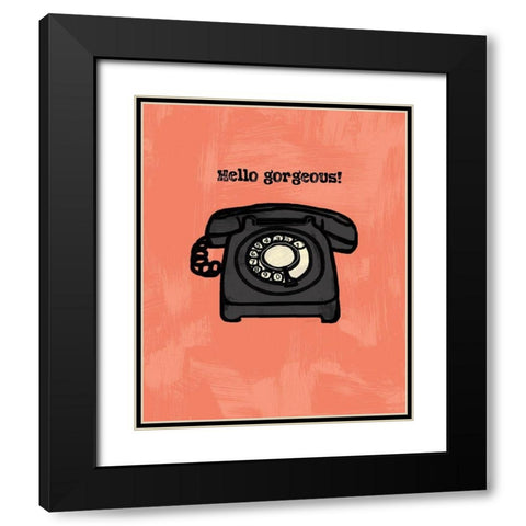 HELLO GORGEOUS INK SKETCH Black Modern Wood Framed Art Print with Double Matting by Valentina, Valentina