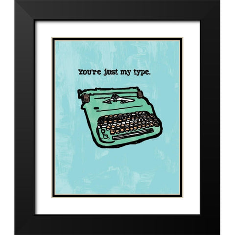 JUST MY TYPE INK SKETCH Black Modern Wood Framed Art Print with Double Matting by Valentina, Valentina
