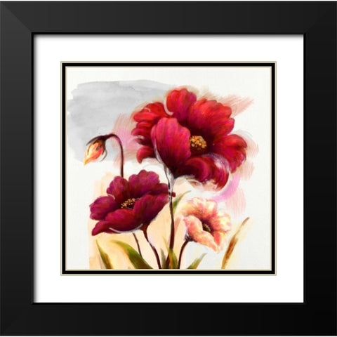 Floral Adagio Black Modern Wood Framed Art Print with Double Matting by Art Atelier Alliance