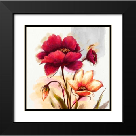 Floral Allegro Black Modern Wood Framed Art Print with Double Matting by Art Atelier Alliance