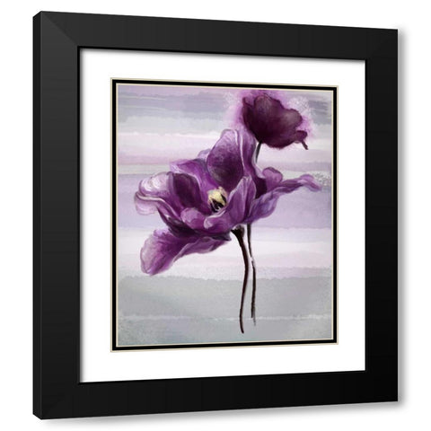 Ethereal Tulip Black Modern Wood Framed Art Print with Double Matting by Art Atelier Alliance