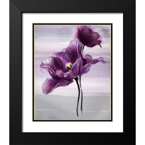 Ethereal Tulip Black Modern Wood Framed Art Print with Double Matting by Art Atelier Alliance