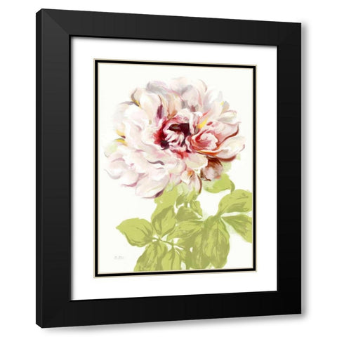 Blushing Peony 2 Black Modern Wood Framed Art Print with Double Matting by Art Atelier Alliance