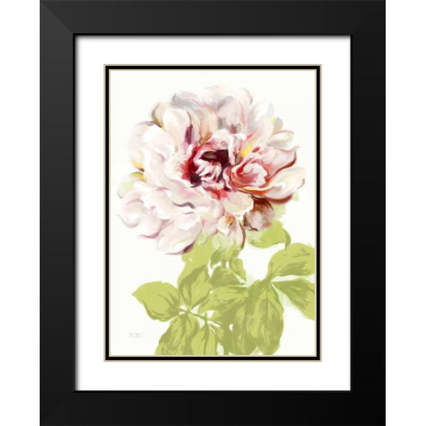 Blushing Peony 2 Black Modern Wood Framed Art Print with Double Matting by Art Atelier Alliance