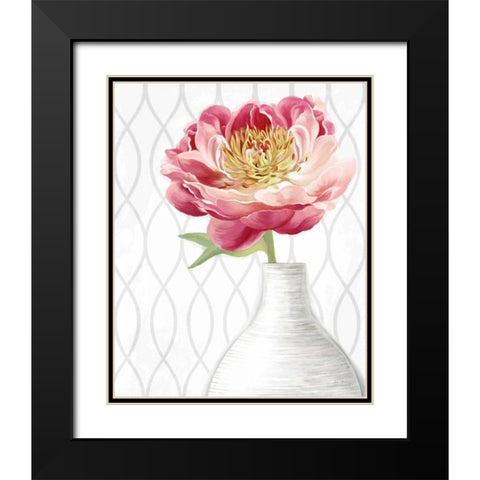 Designer Peony 2 Black Modern Wood Framed Art Print with Double Matting by Art Atelier Alliance