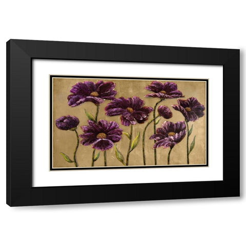 Plum Bliss Handpainted Canvas Black Modern Wood Framed Art Print with Double Matting by Art Atelier Alliance