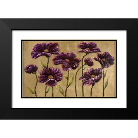 Plum Bliss Handpainted Canvas Black Modern Wood Framed Art Print with Double Matting by Art Atelier Alliance
