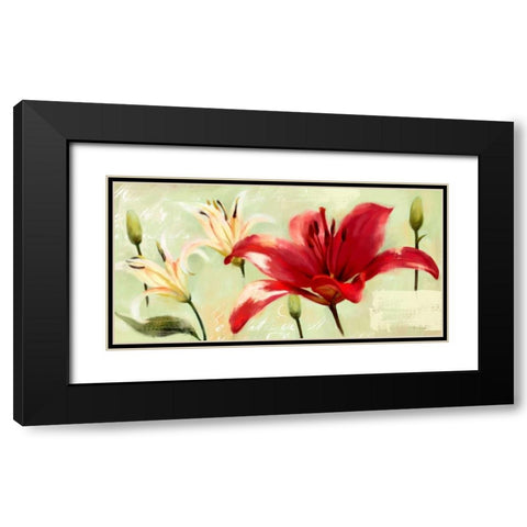 Bursting Lilies Garden 2 Black Modern Wood Framed Art Print with Double Matting by Art Atelier Alliance