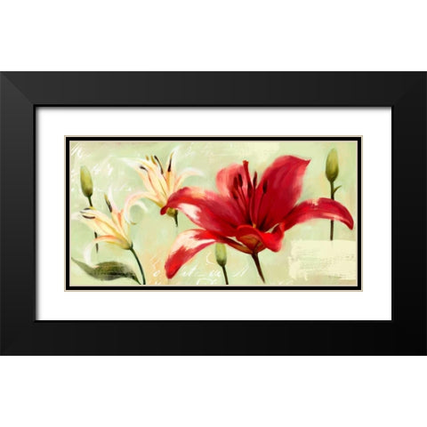 Bursting Lilies Garden 2 Black Modern Wood Framed Art Print with Double Matting by Art Atelier Alliance