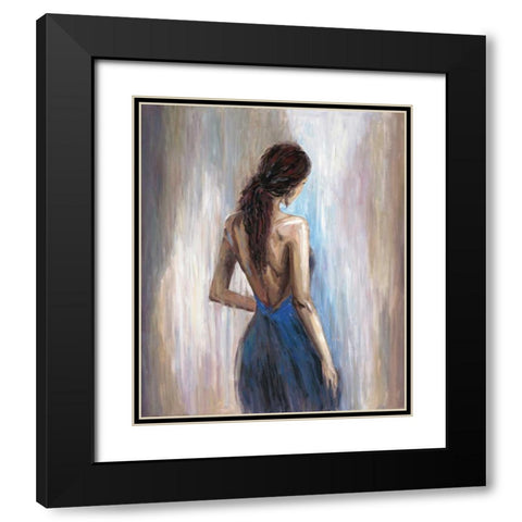 Blue Backless 2 Black Modern Wood Framed Art Print with Double Matting by Art Atelier Alliance