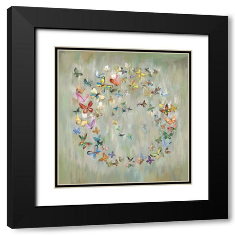 Butterfly Circle 1 Black Modern Wood Framed Art Print with Double Matting by Art Atelier Alliance