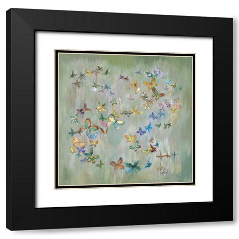 Butterfly Circle 2 Black Modern Wood Framed Art Print with Double Matting by Art Atelier Alliance