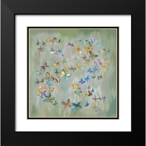 Butterfly Circle 2 Black Modern Wood Framed Art Print with Double Matting by Art Atelier Alliance