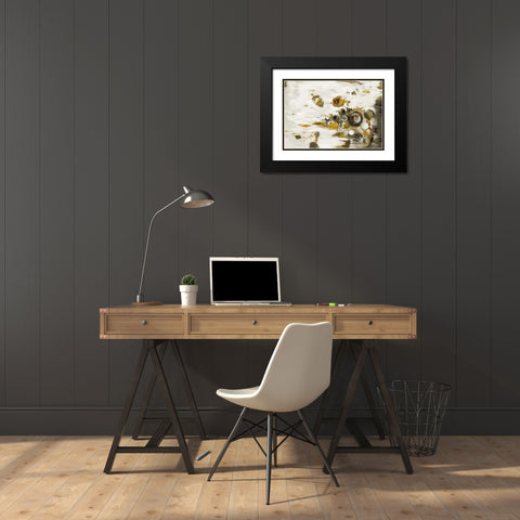 Subdued Circles Black Modern Wood Framed Art Print with Double Matting by Art Atelier Alliance
