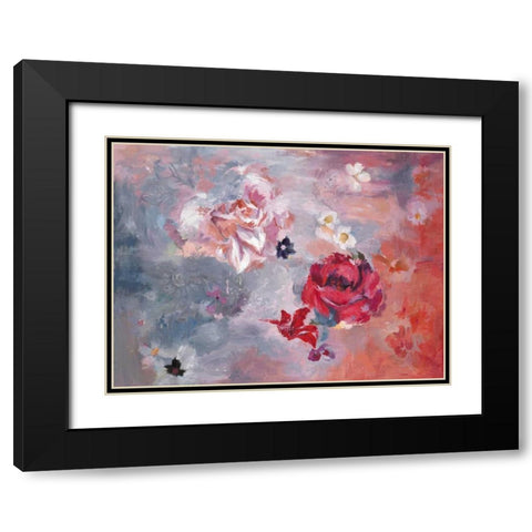 Floral 1 Black Modern Wood Framed Art Print with Double Matting by Art Atelier Alliance