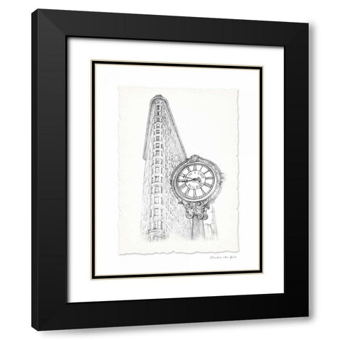 New York Sketch Pen and Ink Black Modern Wood Framed Art Print with Double Matting by Art Atelier Alliance