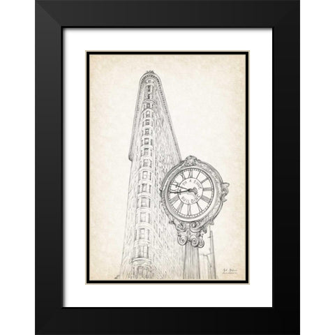 New York Sketch Book Black Modern Wood Framed Art Print with Double Matting by Art Atelier Alliance