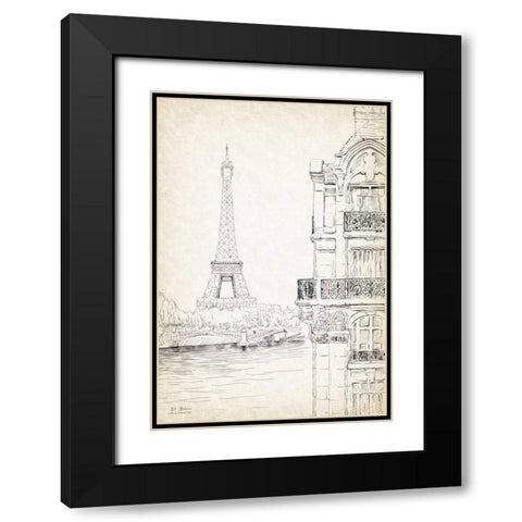 Paris Sketch Book Black Modern Wood Framed Art Print with Double Matting by Art Atelier Alliance