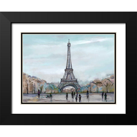 Watercolour Sketch Book Paris Black Modern Wood Framed Art Print with Double Matting by Art Atelier Alliance