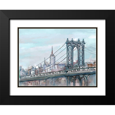 Watercolour Sketch Book New York Black Modern Wood Framed Art Print with Double Matting by Art Atelier Alliance