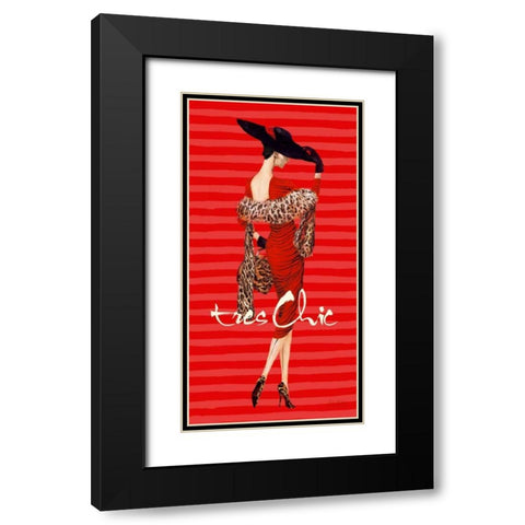 Tres Chic Fashion Illustration In Red Black Modern Wood Framed Art Print with Double Matting by Art Atelier Alliance