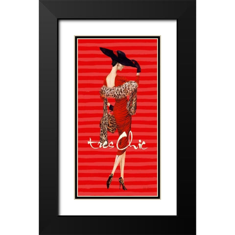 Tres Chic Fashion Illustration In Red Black Modern Wood Framed Art Print with Double Matting by Art Atelier Alliance