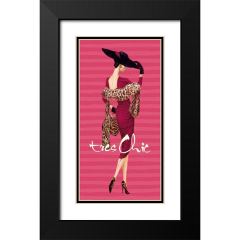 Tres Chic Fashion Illustration Black Modern Wood Framed Art Print with Double Matting by Art Atelier Alliance