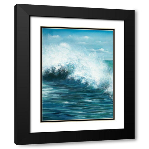Coastal Wave 1 Black Modern Wood Framed Art Print with Double Matting by Art Atelier Alliance