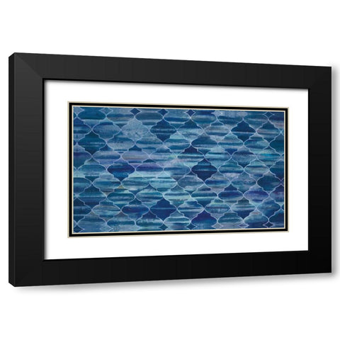 Blue Lattice Black Modern Wood Framed Art Print with Double Matting by Art Atelier Alliance