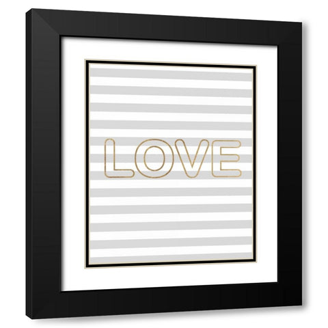 Love Outlined Black Modern Wood Framed Art Print with Double Matting by Amori, Miyo