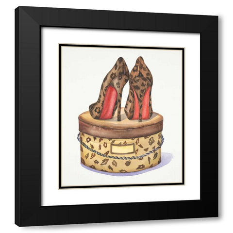 Leopard Heels Black Modern Wood Framed Art Print with Double Matting by Jing, Jin
