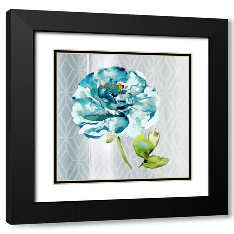 Blooming Blue Black Modern Wood Framed Art Print with Double Matting by Jing, Jin