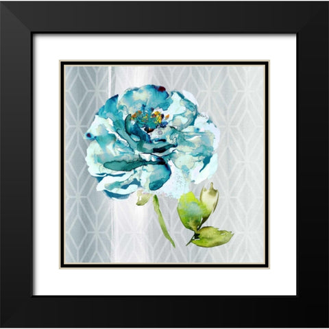 Blooming Blue Black Modern Wood Framed Art Print with Double Matting by Jing, Jin