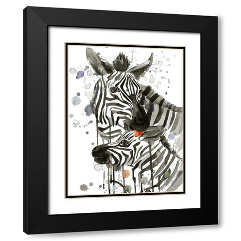 Zebra Kiss Black Modern Wood Framed Art Print with Double Matting by Jing, Jin