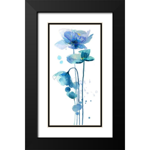 Indigo Poppy 1 Black Modern Wood Framed Art Print with Double Matting by Jing, Jin