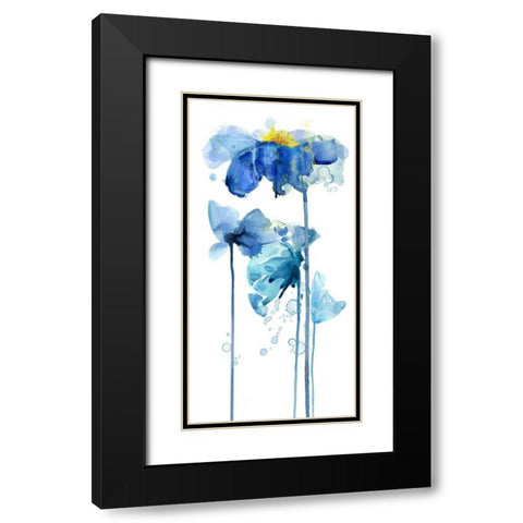 Indigo Poppy 2 Black Modern Wood Framed Art Print with Double Matting by Jing, Jin